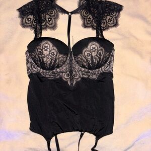Stylish Black Lace Bustier Top
